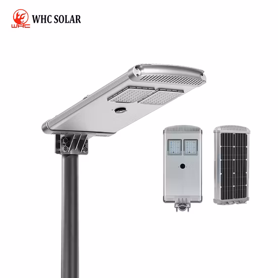 Melhor preço por atacado 100W 150W 200W 250W Deck externo Painel movido a energia Sensor de movimento de inundação Estrada jardim externo parede LED tudo em um poste de luz solar