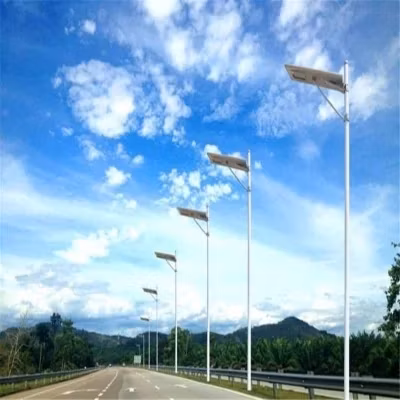 Marcação RoHS com certificação de alta potência 30W 40W 60W 70W 80W 100W 120W Luminária LED Solar Street Light Iluminação exterior com poste HDG