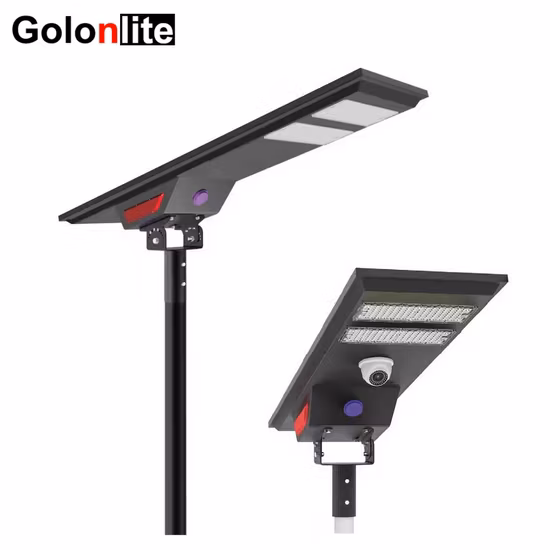 Lâmpada LED externa integrada 80W, câmera solar CCTV, luz de rua com bateria de lítio